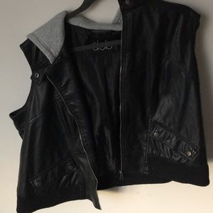 Deb faux leather vest jacket with hood